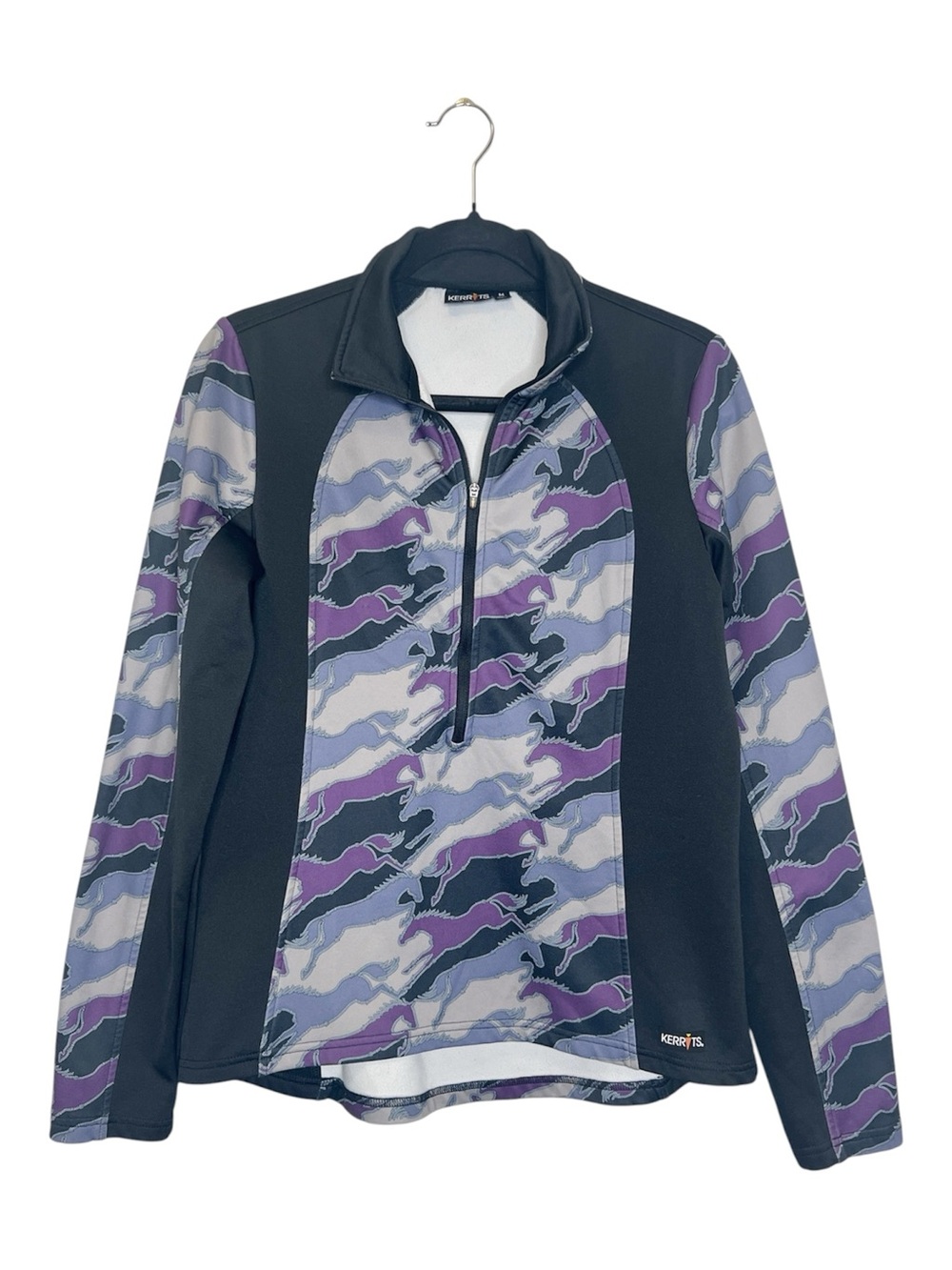 KERRITS Counter Canter Equestrian Horse Print Half Zip Pullover